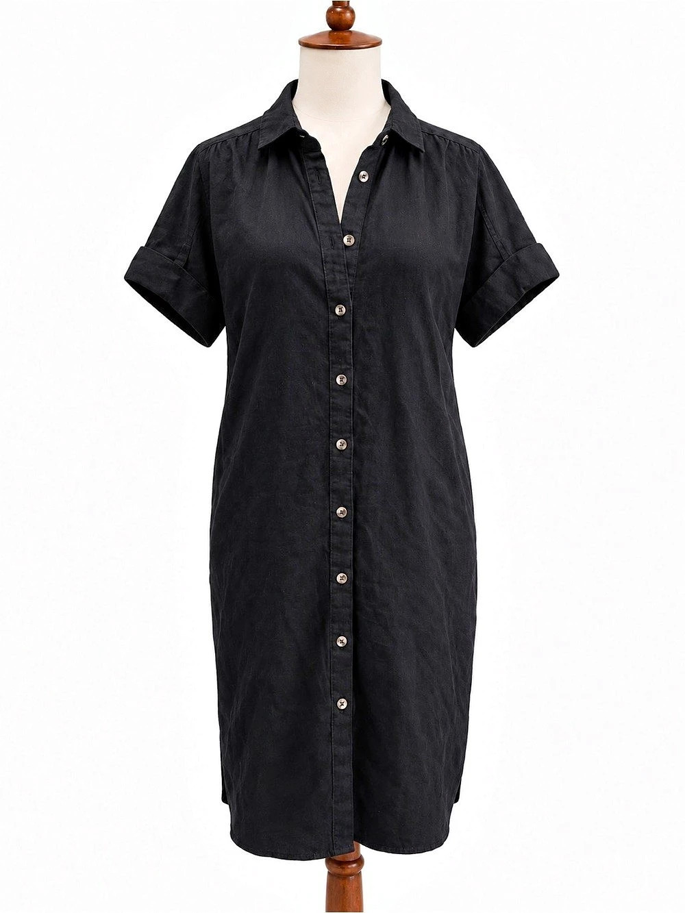 Well Worn Women's Linen Blend Casual Pockets Dress Button-Front Mini Dress M